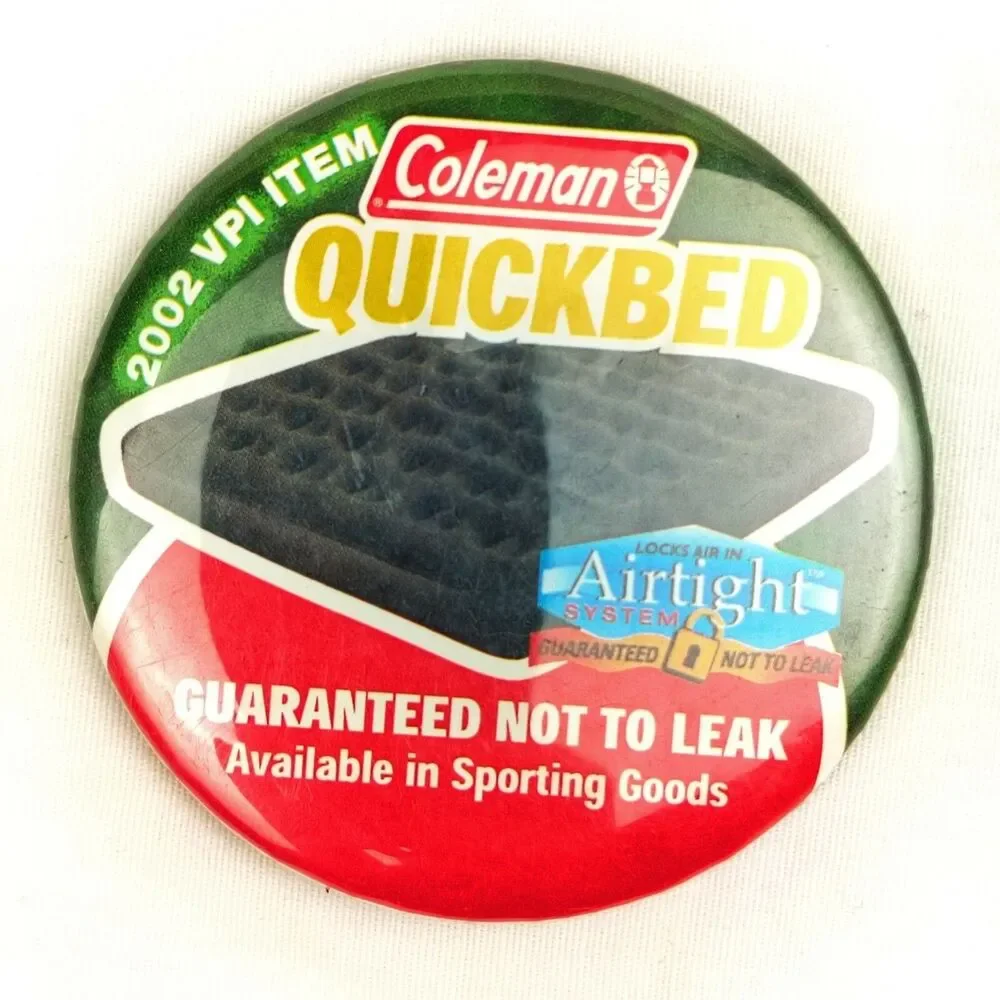 Coleman Quickbed Vintage Pin Button Pinback Multi-color 2002 VPI Promo